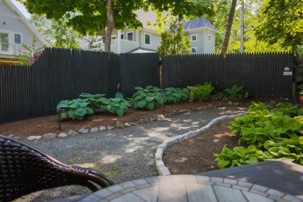 A shady garden path.