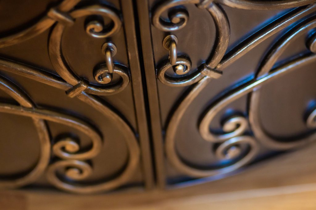 Decorative metal furniture detail
